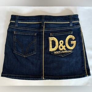 Dolce & Gabbana Women's Denim Skirt - Blue and Gold size 26/40